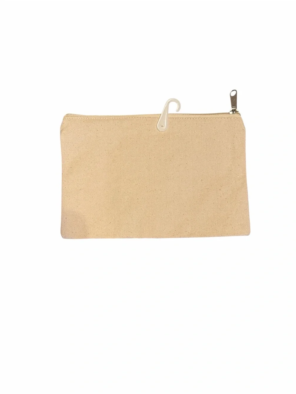 Natural Canvas Zipper Pouch with Red Lobster Beaded Applique